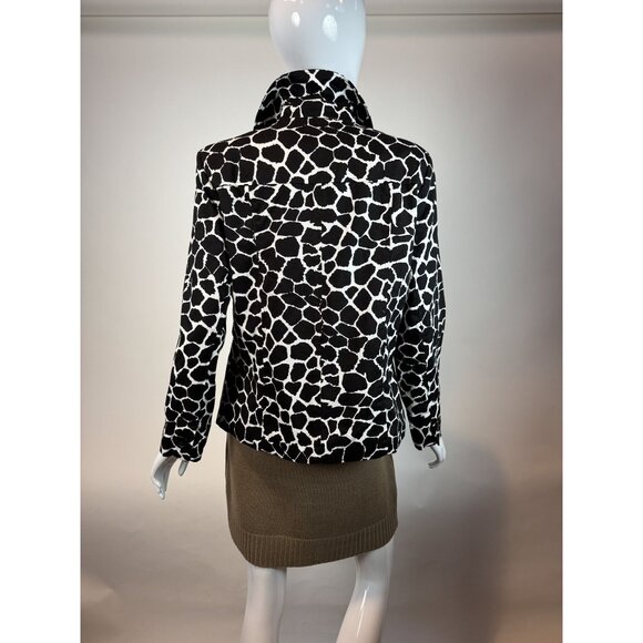 Vintage 90s Elementz Black & White Giraffe Print Double-Breasted Jacket Medium - Picture 12 of 16